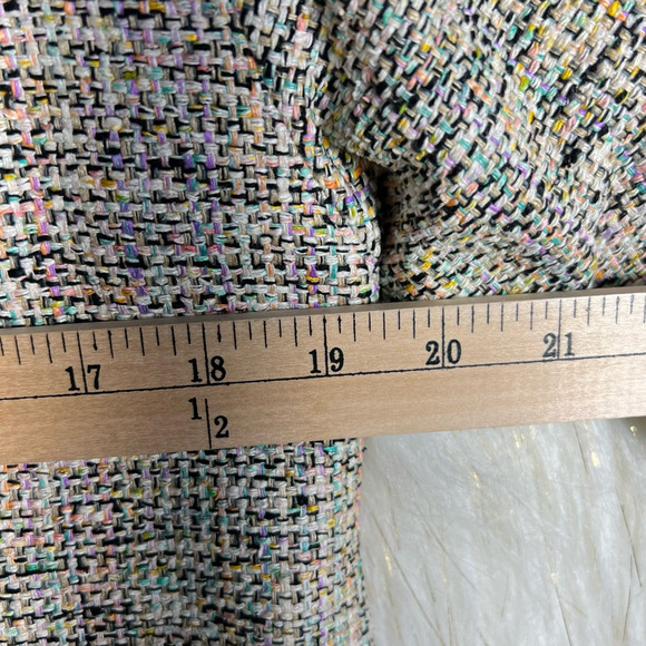 Fredys Womens Tweed Suit Jacket Blazer Gray Marled Open Front 100% Silk S 80s - Picture 4 of 7